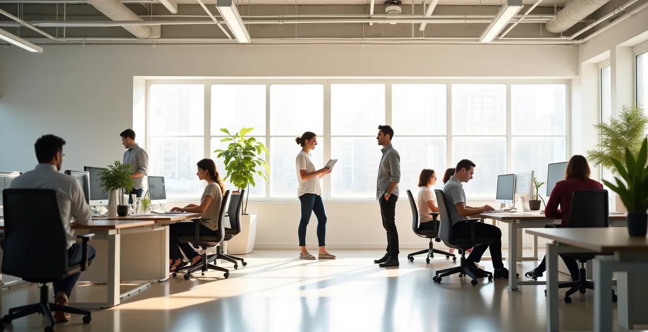 Équipe diverse montrant un équilibre entre travail et bien-être