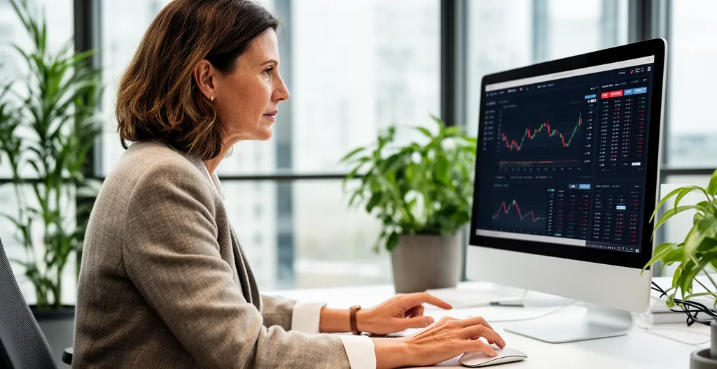 Responsable financière analysant un tableau de bord de suivi des encaissements